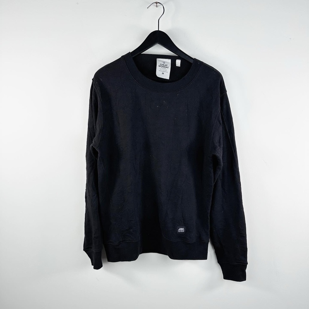 Cheap Monday Black Crewneck Sweatshirt - Wrinkled, Distressed Style, Size M